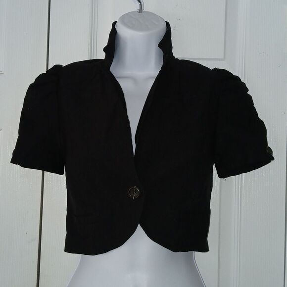 Have & Have black stretch cropped single button closure shrug jacket Sz S - Picture 1 of 6